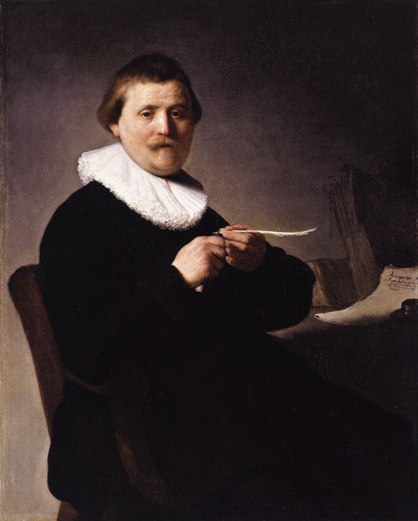 Portrait of a man trimming his quill (mk33)